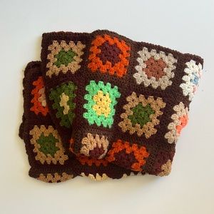 ❤️ Granny square vintage crochet knit throw blanket